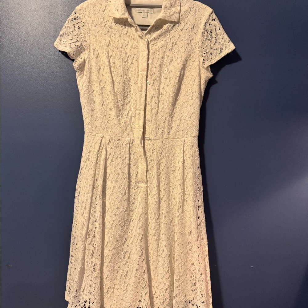 New York & Company Cream Midi Dress